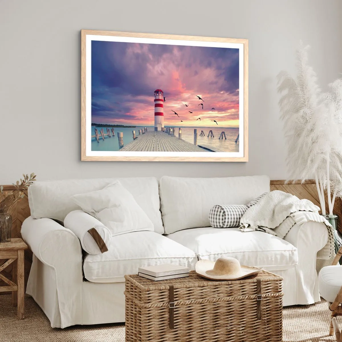 Poster in light oak frame - Time for Port - 70x50 cm