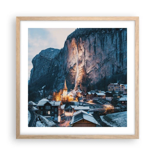 Poster in light oak frame - Sparkling Winter Spirit - 50x50 cm