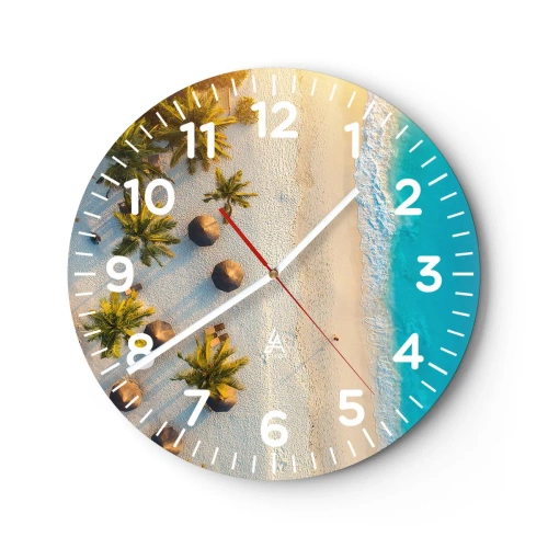Wall clock - Clock on glass - Welcome to Paradise - 40x40 cm