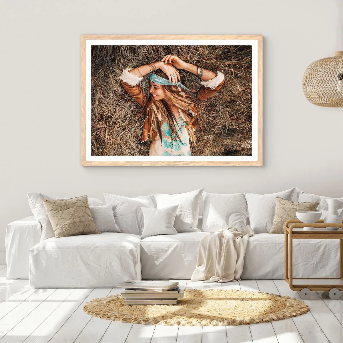 Poster in light oak frame - On the Way to the Summer of Love - 91x61 cm