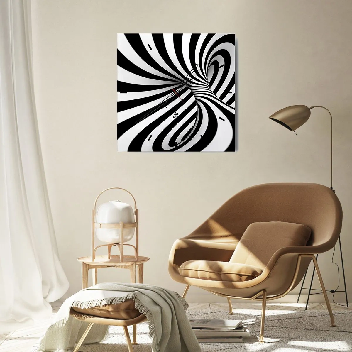 Wall clock - Clock on glass - Composition: Dancing Space - 30x30 cm