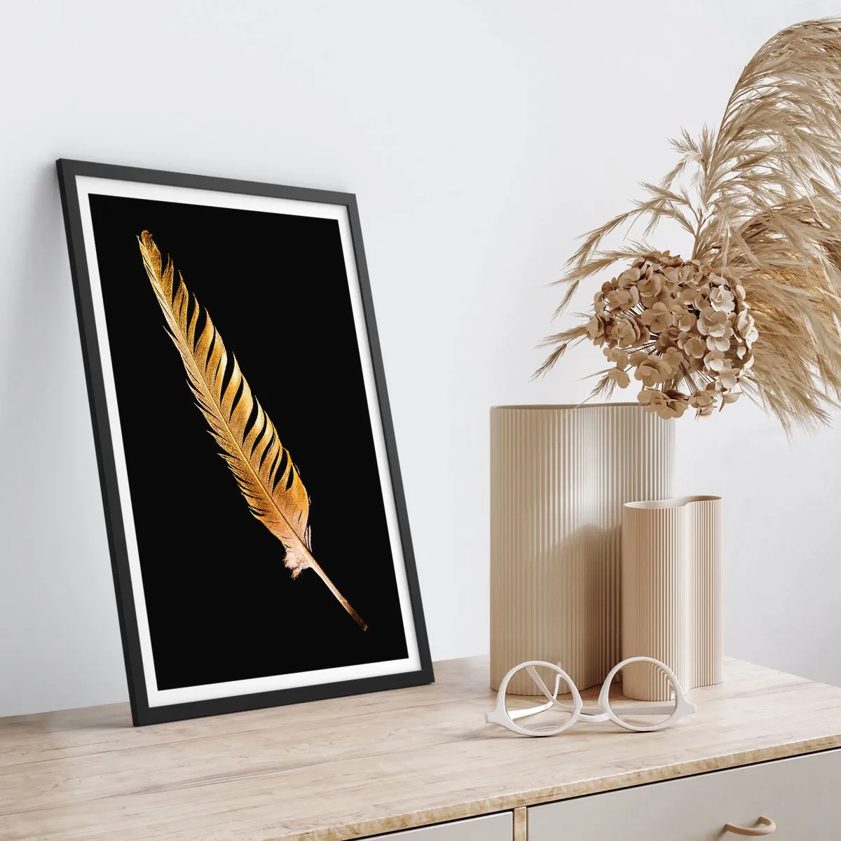 Poster in black frame - High-Class Feather - 70x100 cm
