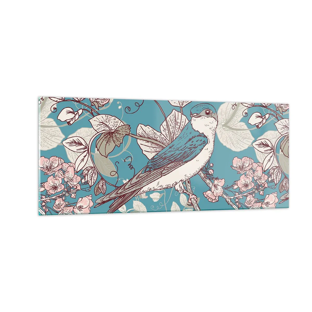 Glass picture - In the Whitewood Chirps and Silvery - 100x40 cm