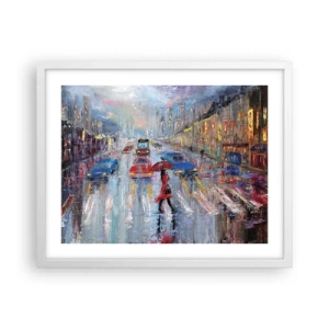 Poster in white frmae - Rainy Afternoon in a City - 50x40 cm