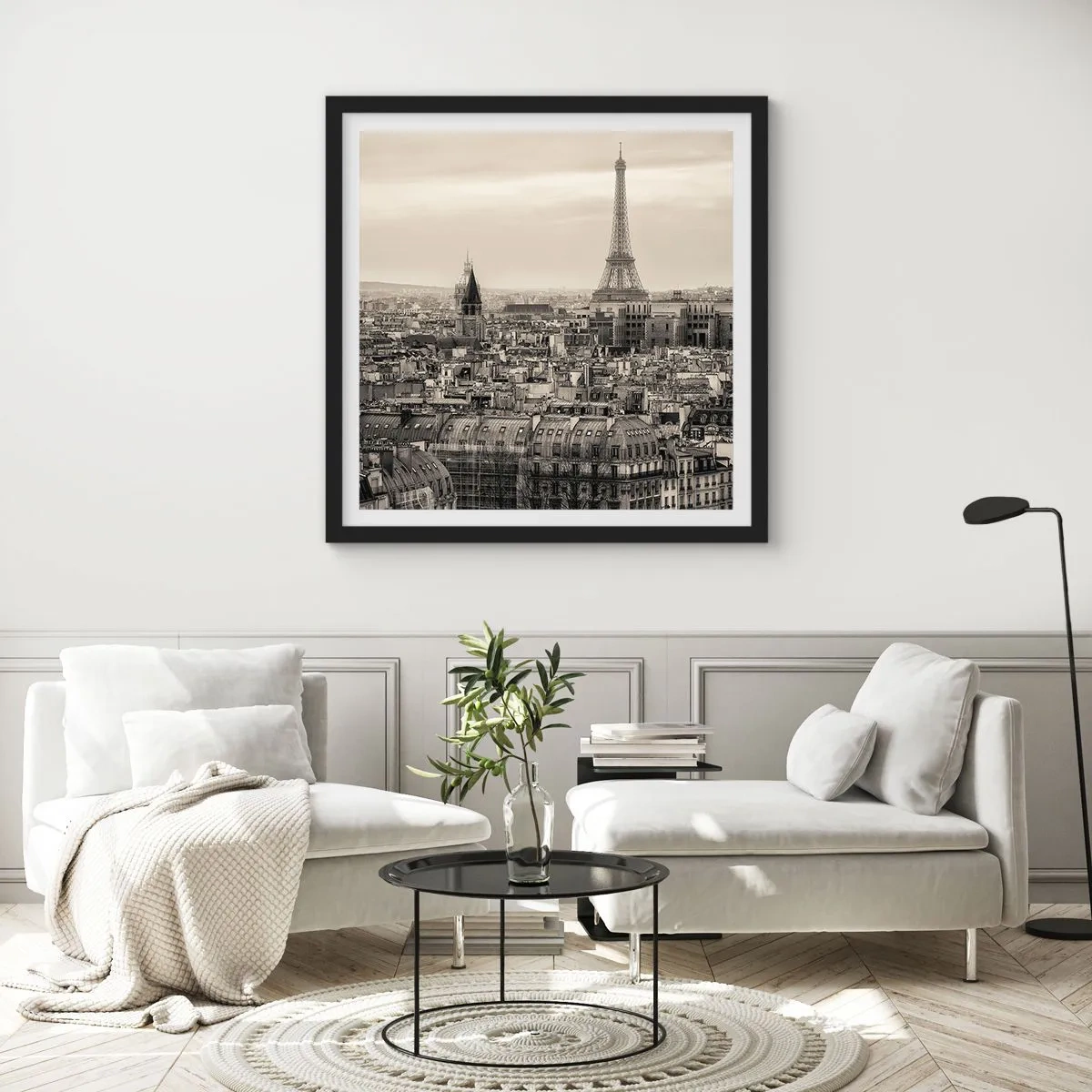 Poster in black frame - Over the Roofs of Paris - 30x30 cm