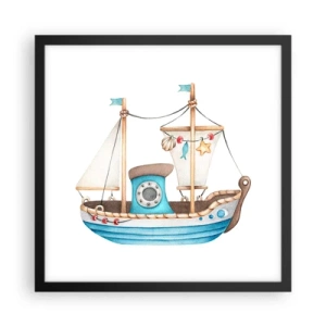 Poster in black frame - Ahoy, Adventure! - 40x40 cm