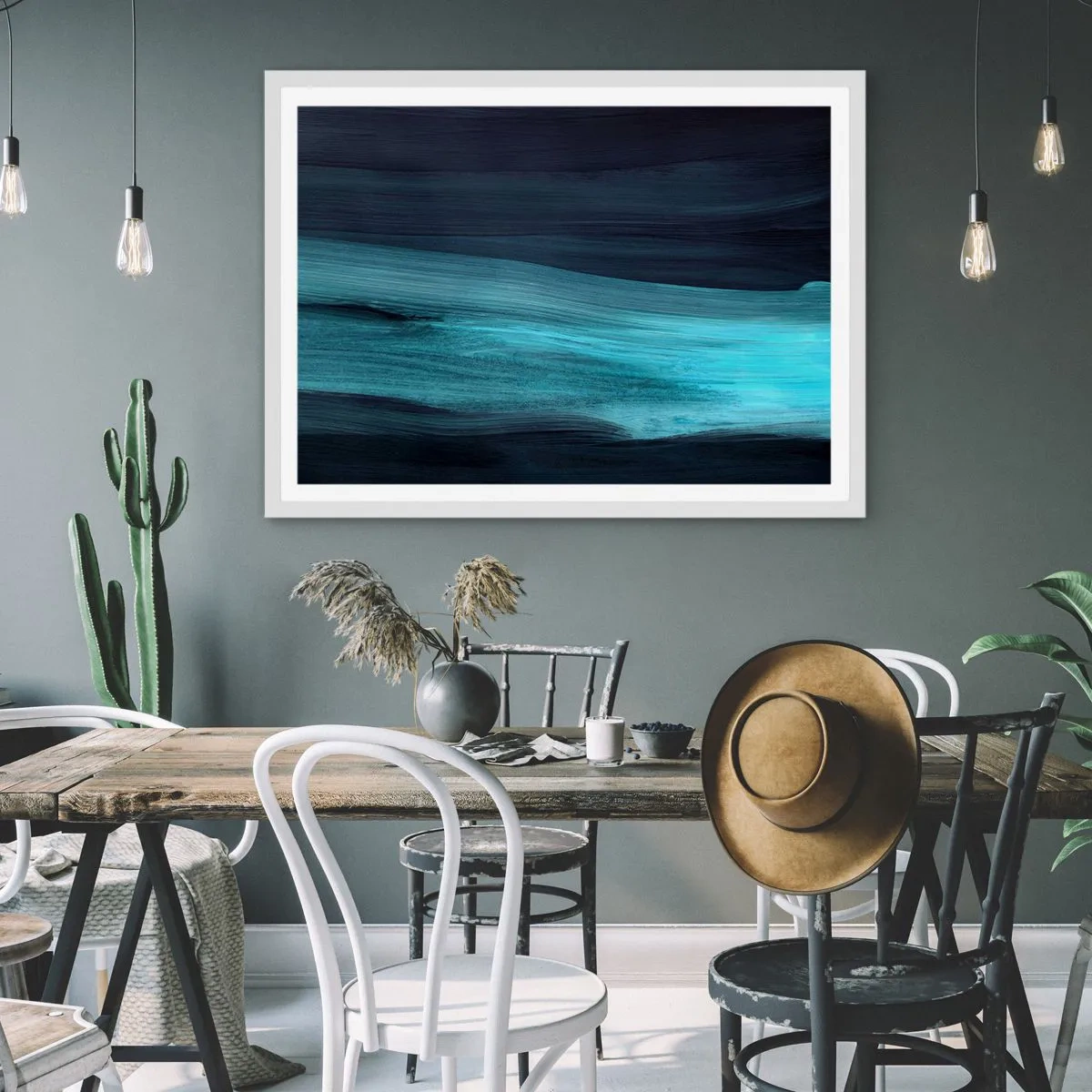 Poster in white frmae - Swim with the Flow - 70x50 cm