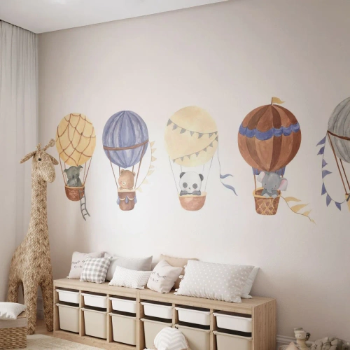 Photo Wallpaper Premium Canvas - Friends in Travel - Balloons, Animals, Children's - 500x350 cm