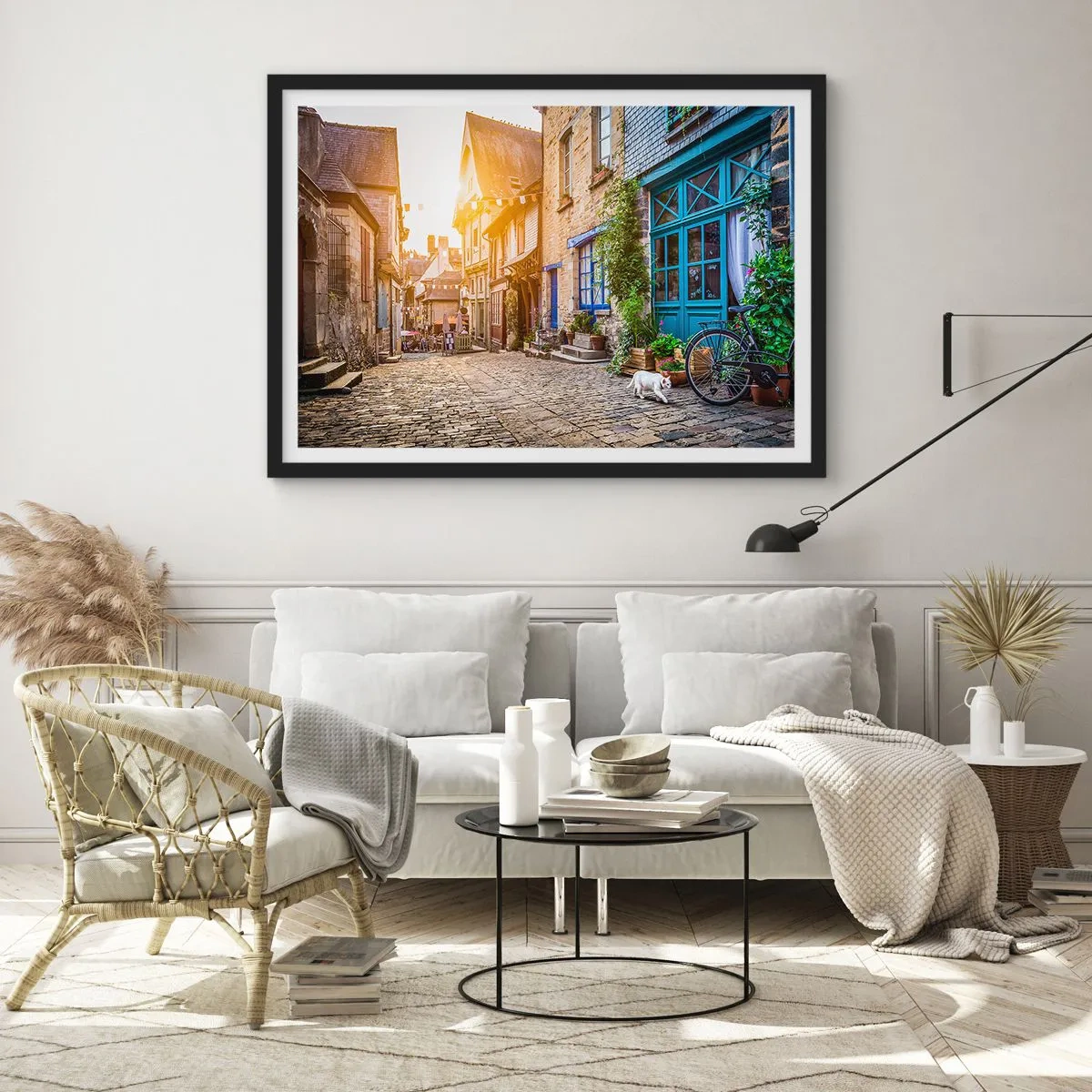 Poster in black frame - White Spirit of a Town - 40x30 cm