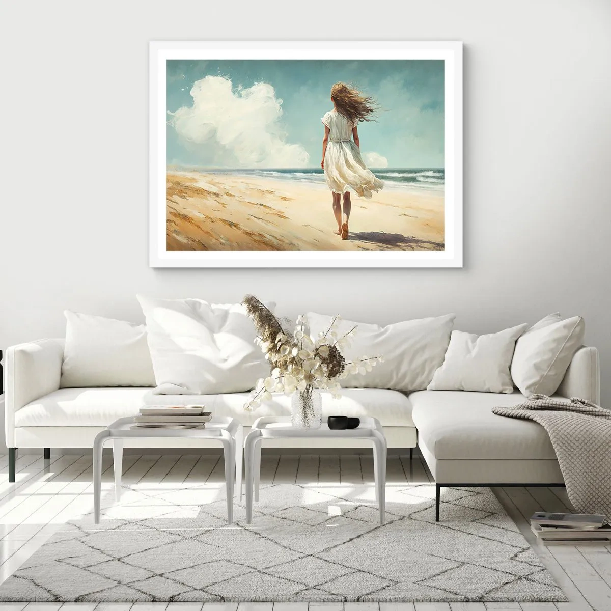Poster in white frmae - Meeting the Sun aand the Wind - 100x70 cm