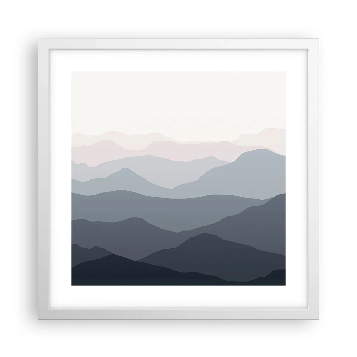 Poster in white frmae - Mountain Waves - 40x40 cm