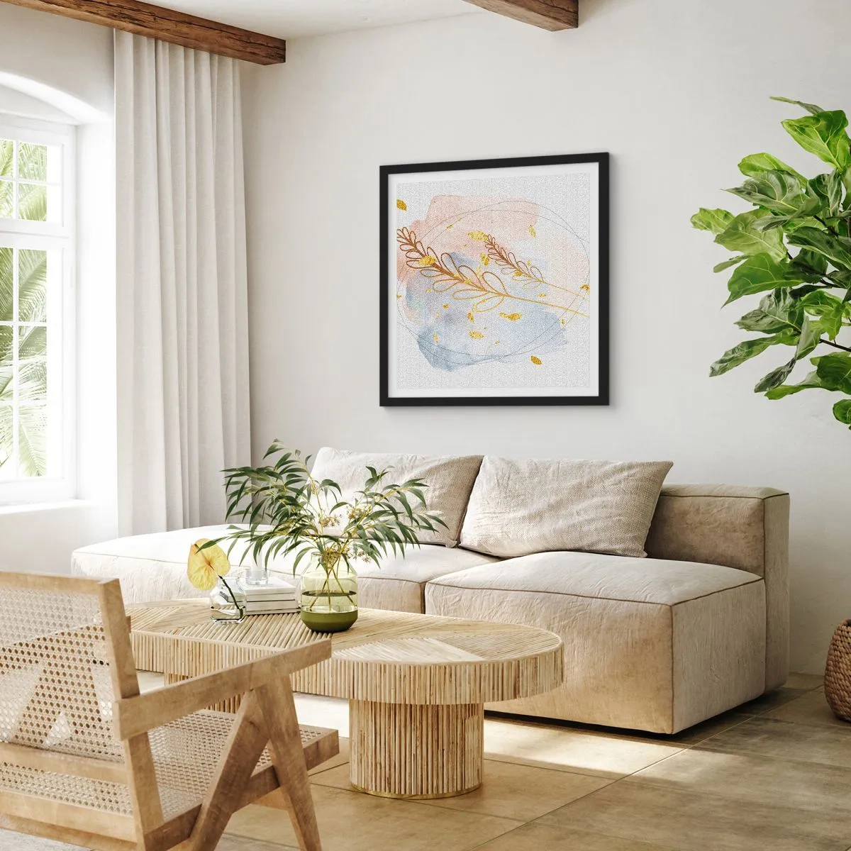 Poster in black frame - Golden Blast - 60x60 cm