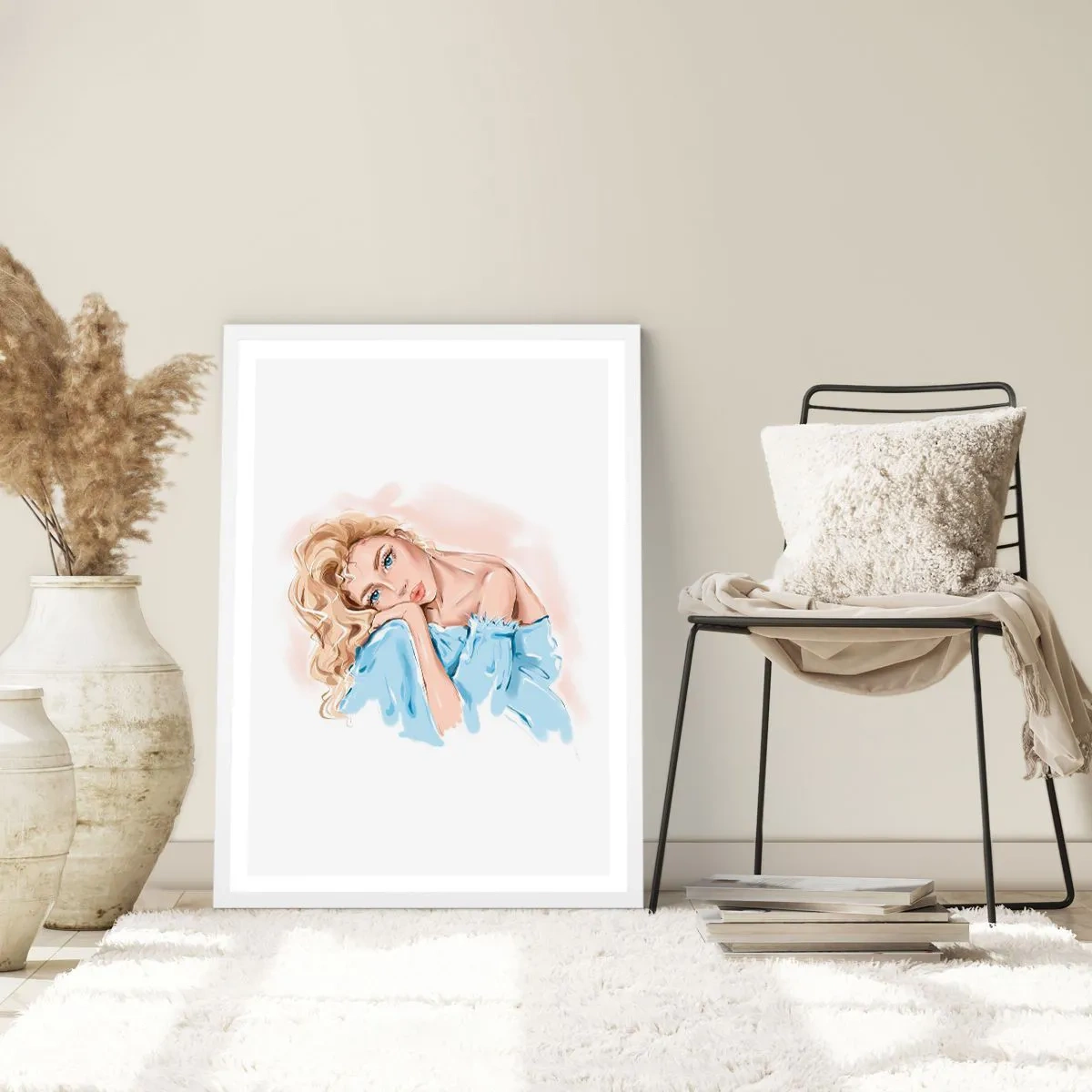 Poster in white frmae - Dreamy in Blue - 61x91 cm