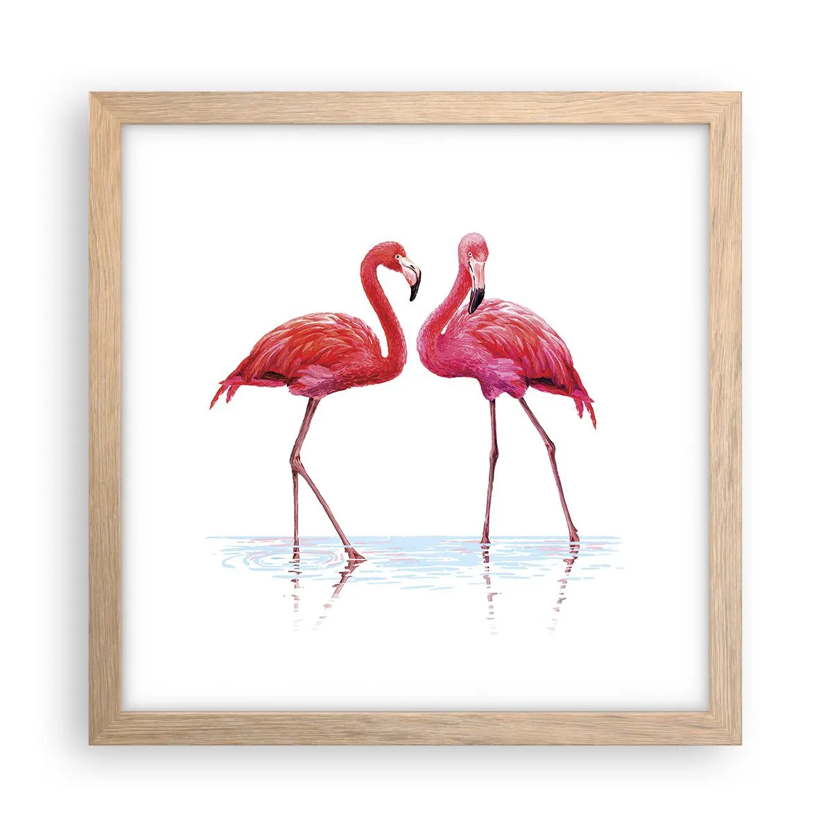 Poster in light oak frame - Pink Rendezvous - 30x30 cm