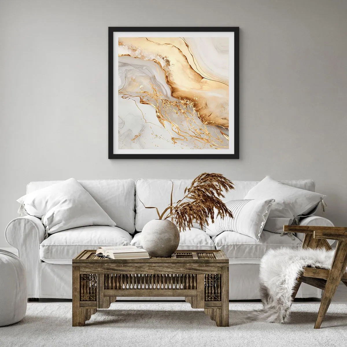 Poster in black frame - Abstract: Beauty and Good - 60x60 cm