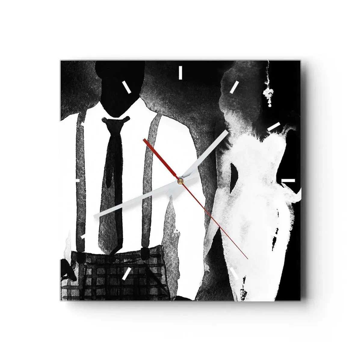 Wall clock - Clock on glass - Noir Atmosphere - 30x30 cm