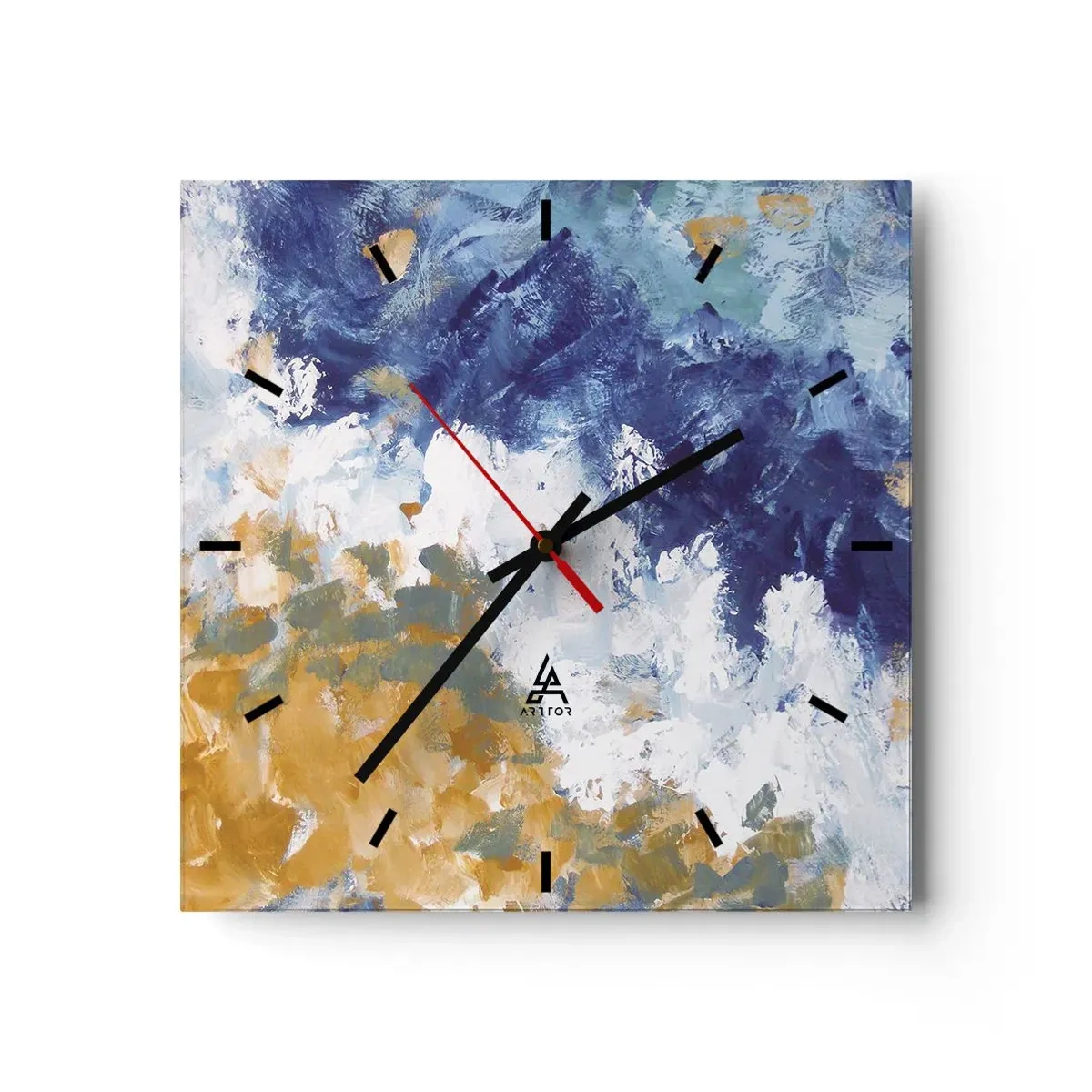 Wall clock - Clock on glass - The Dance of Elements - 30x30 cm
