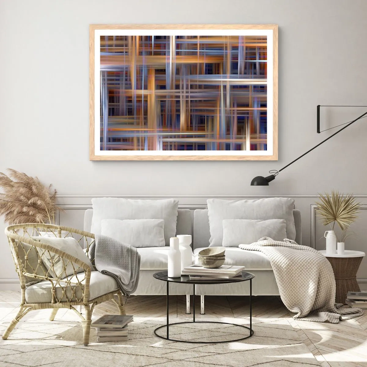 Poster in light oak frame - Light Woven - 50x40 cm