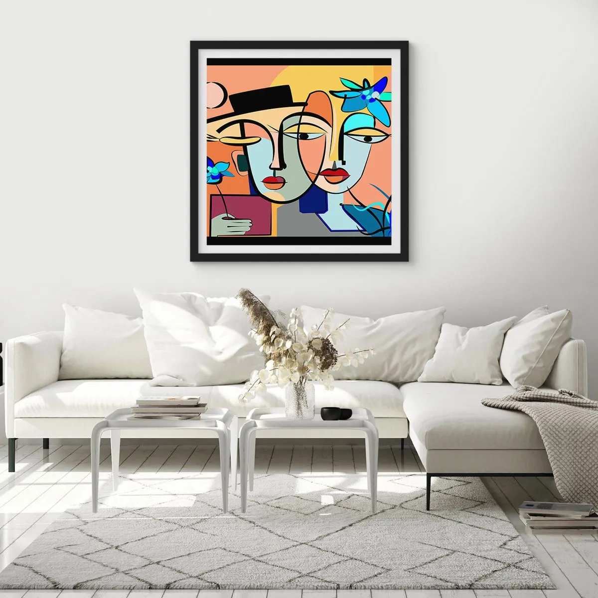 Poster in black frame - Rendez-vous Picasso Style - 60x60 cm