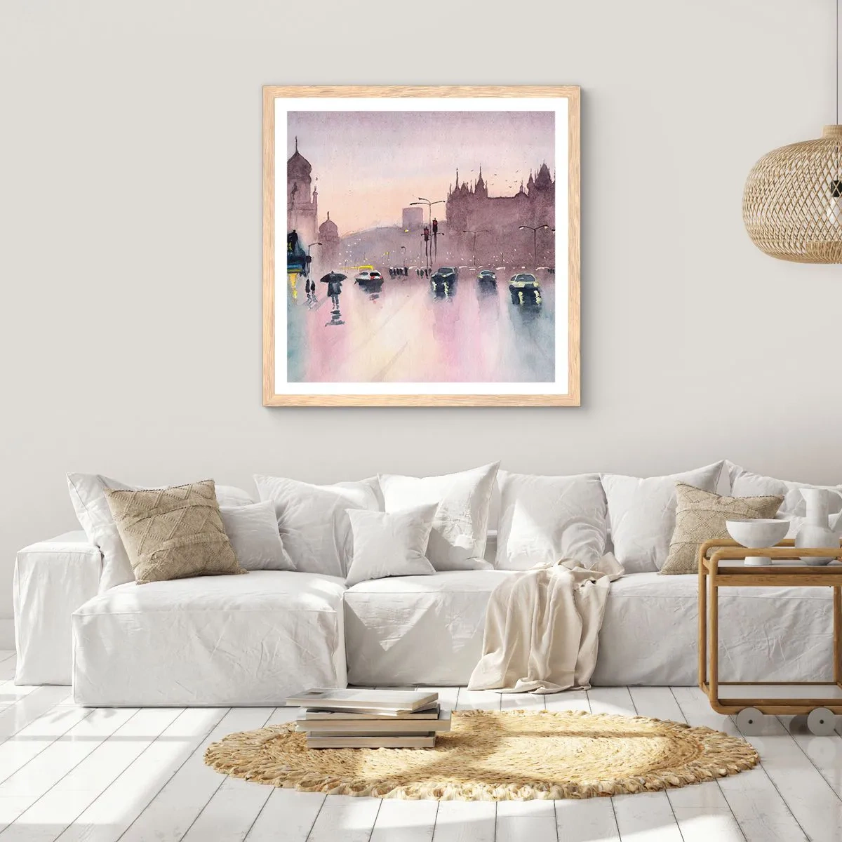 Poster in light oak frame - In a Rainy Fog - 40x40 cm