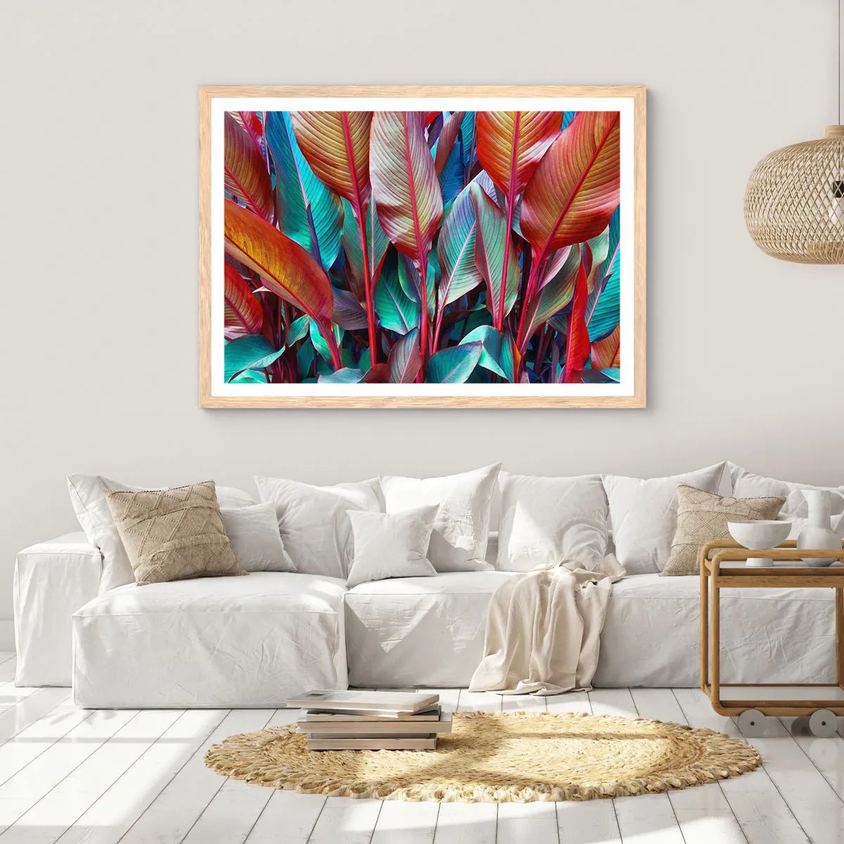 Poster in light oak frame - Colourful Thicket - 40x30 cm