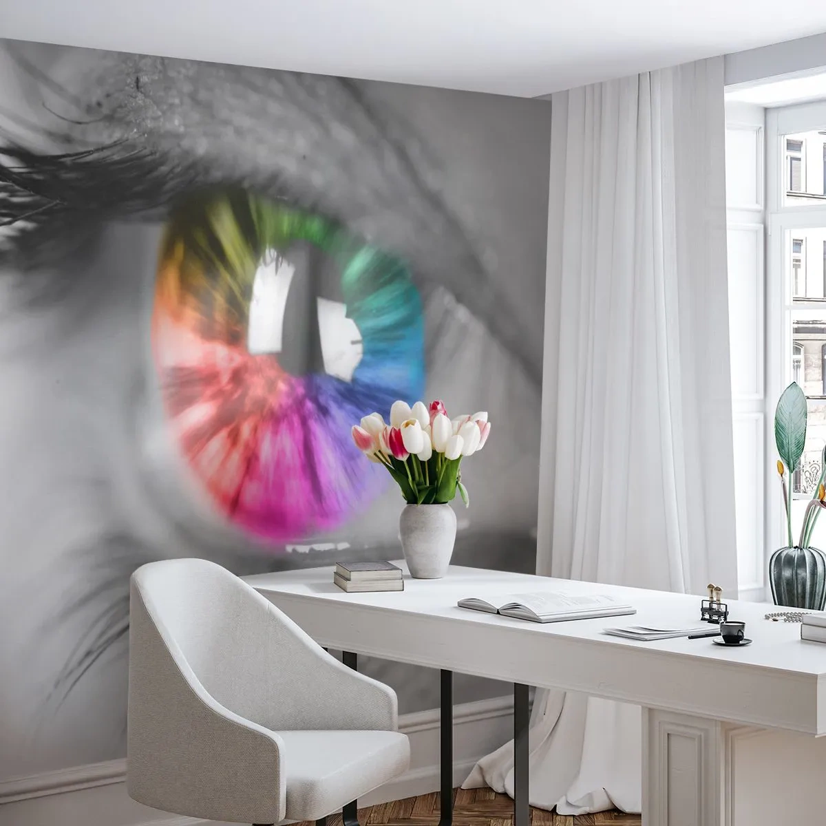 Self-Adhesive Photo Wallpaper Deluxe Sticker - See the World through Coloured Glasses - Abstraction, Colorful Eye, 3D - 400x280 cm