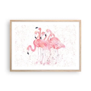 Poster in light oak frame - Pink Power - 70x50 cm