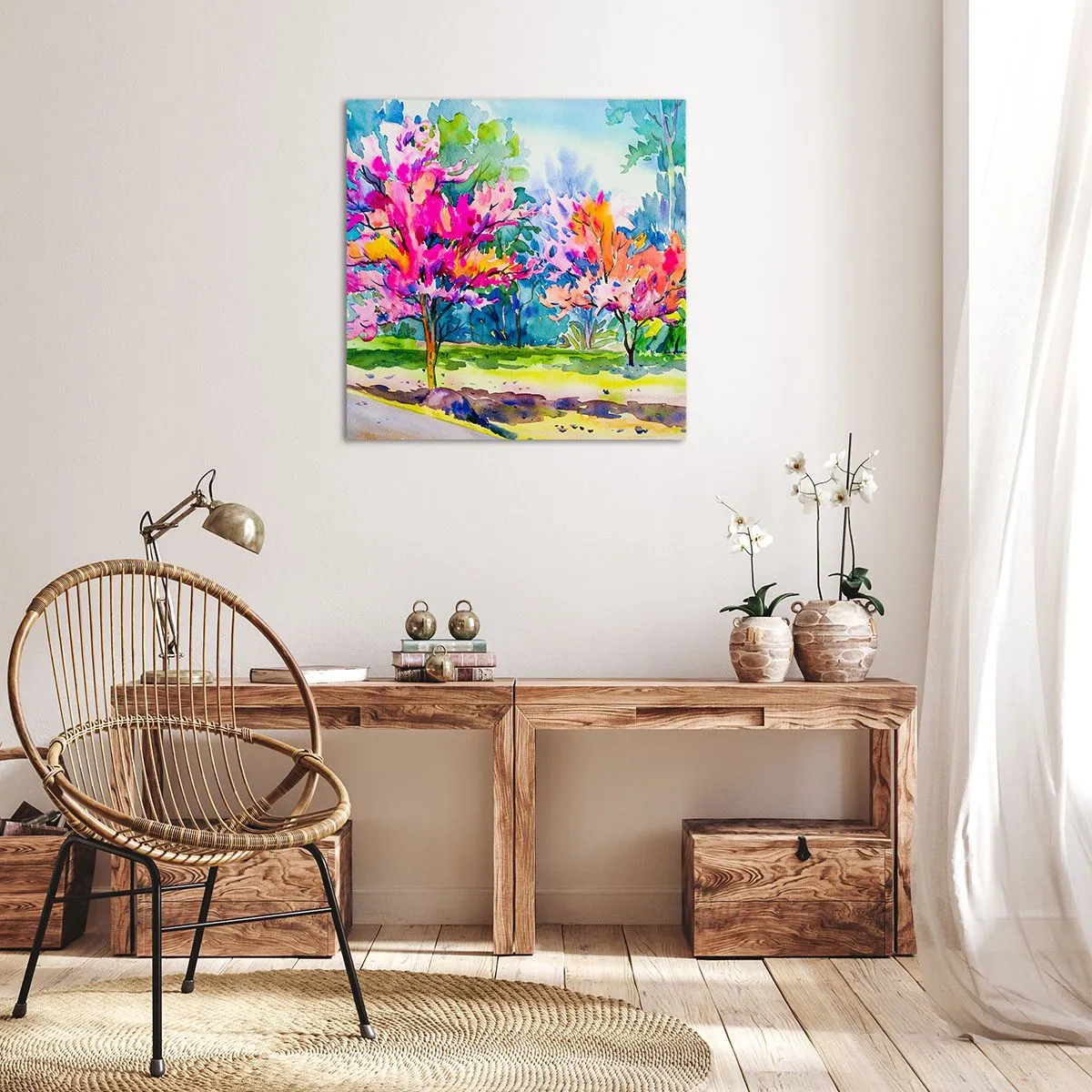 Canvas picture - Rainbow Garden in Spring Light - 50x50 cm