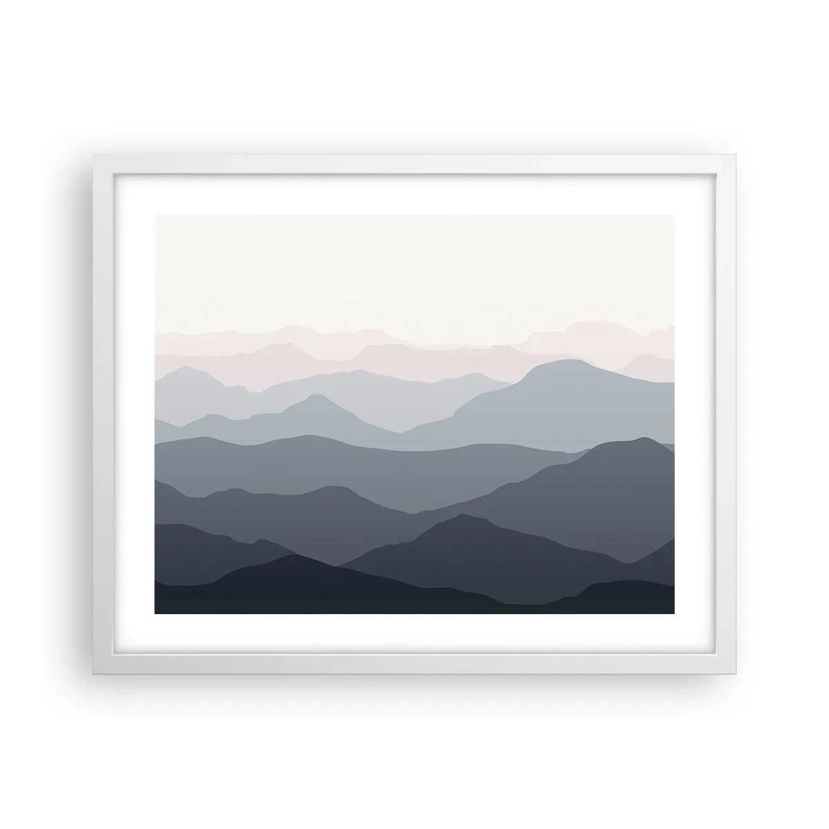 Poster in white frmae - Mountain Waves - 50x40 cm