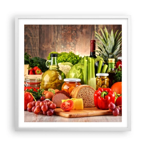 Poster in white frmae - Smoked, Baked, Marinated - 60x60 cm