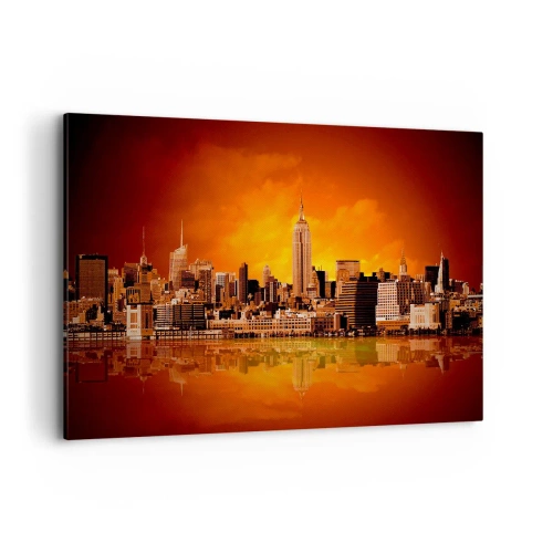 Canvas picture - Big City Panorama in Brown and Yellow - 120x80 cm