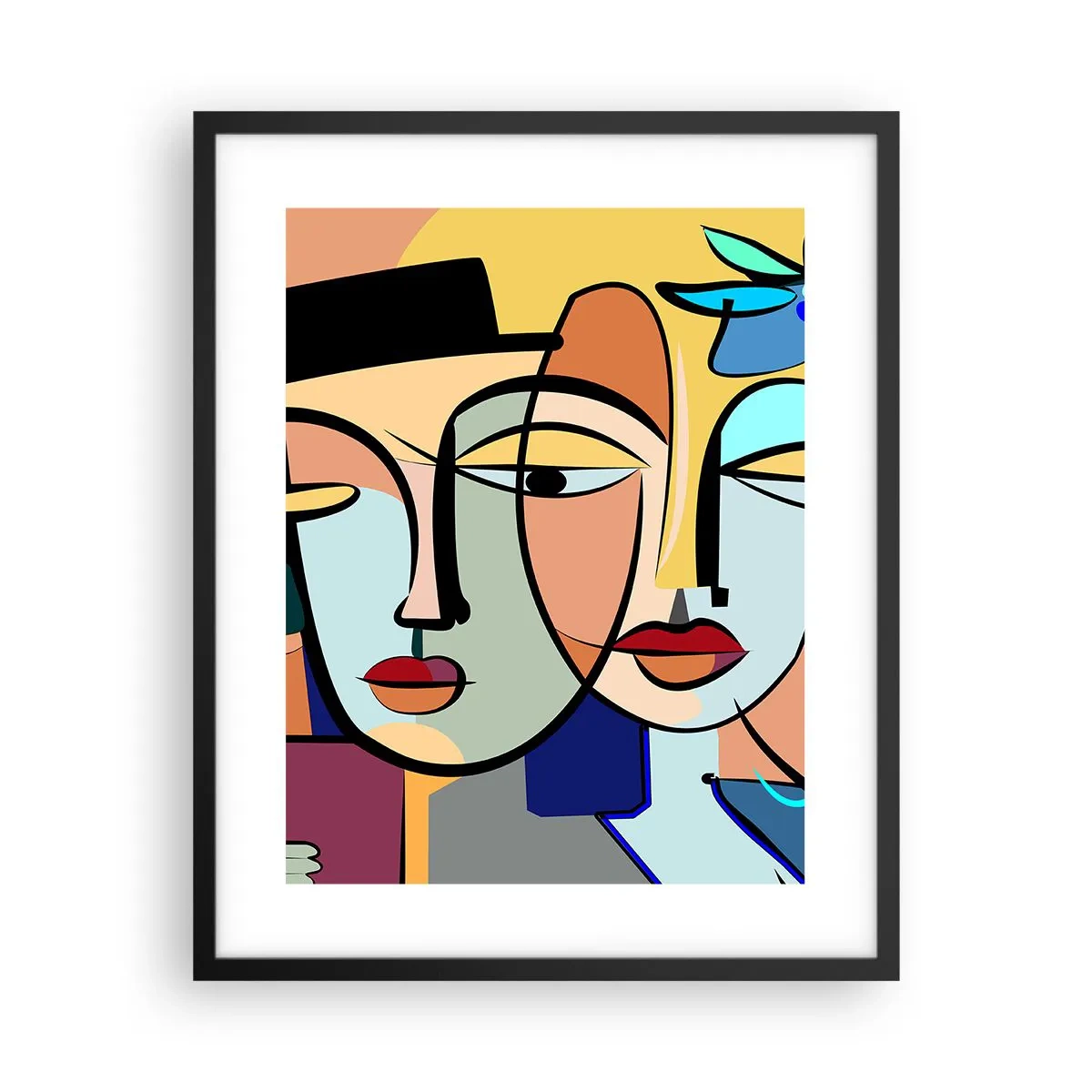Poster in black frame - Rendez-vous Picasso Style - 40x50 cm