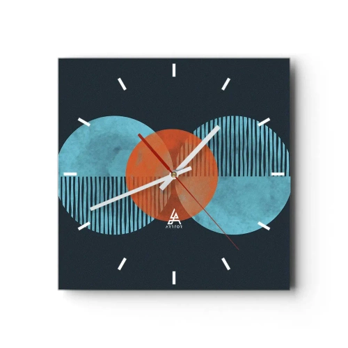 Wall clock - Clock on glass - Symmetrical Composition - 40x40 cm
