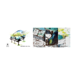Photo Wallpaper Sample Premium Canvas - Enchanted in Music - Piano, Abstraction, Music - 100x30 cm