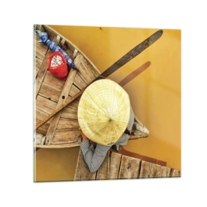 Glass picture - Life on a Yellow River - 40x40 cm