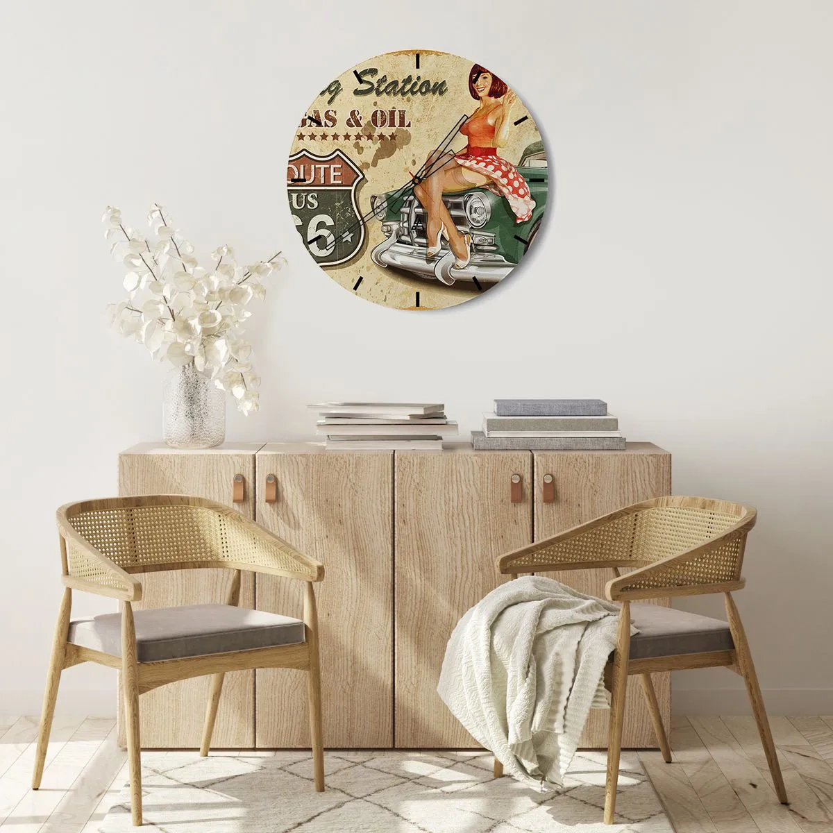 Wall clock - Clock on glass - Wonderful 40-ies - 30x30 cm