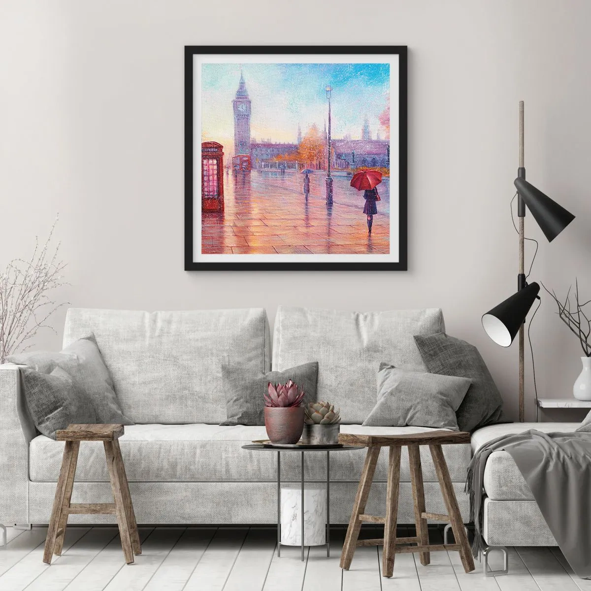Poster in black frame - London Autumn Day - 50x50 cm