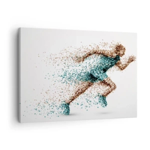 Canvas picture - A dynamic runner figure composed of tiny particles - 70x50cm - Life Is a Run - Modern wall decoration for the living room and bedroom ARTTOR