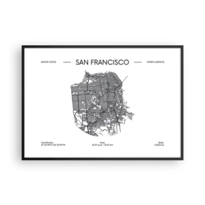 Poster in black frame - Anatomy of San Francisco - 100x70 cm