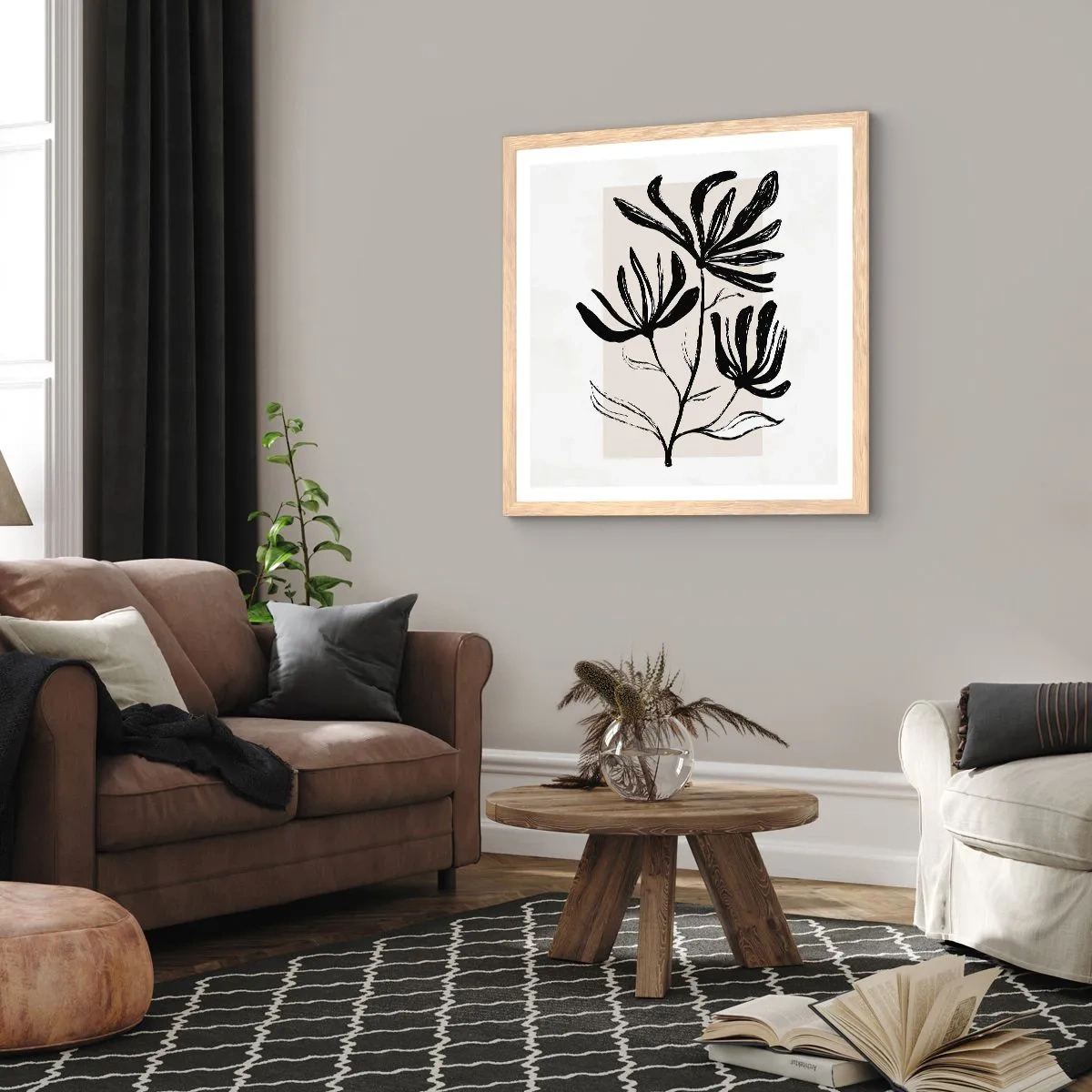 Poster in light oak frame - Sketch for a Herbarium - 60x60 cm