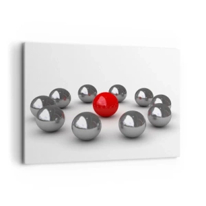 Canvas picture - Circle in Silver and Red - 100x70 cm