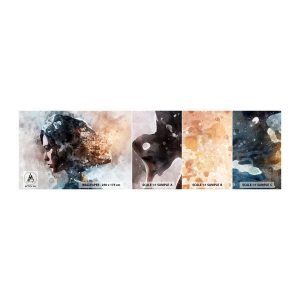 Photo Wallpaper Sample Standard Eco - Tale about a Girl with a City in the Background - Abstraction, Woman, Architecture - 100x30 cm