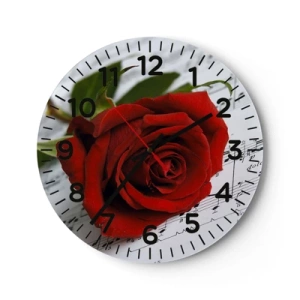 Wall clock - Clock on glass - Music of Feelings in Scarlet - 30x30 cm