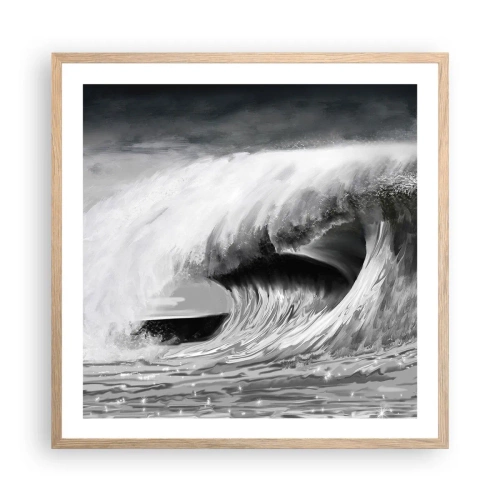 Poster in light oak frame - Wrath of the Ocean - 60x60 cm