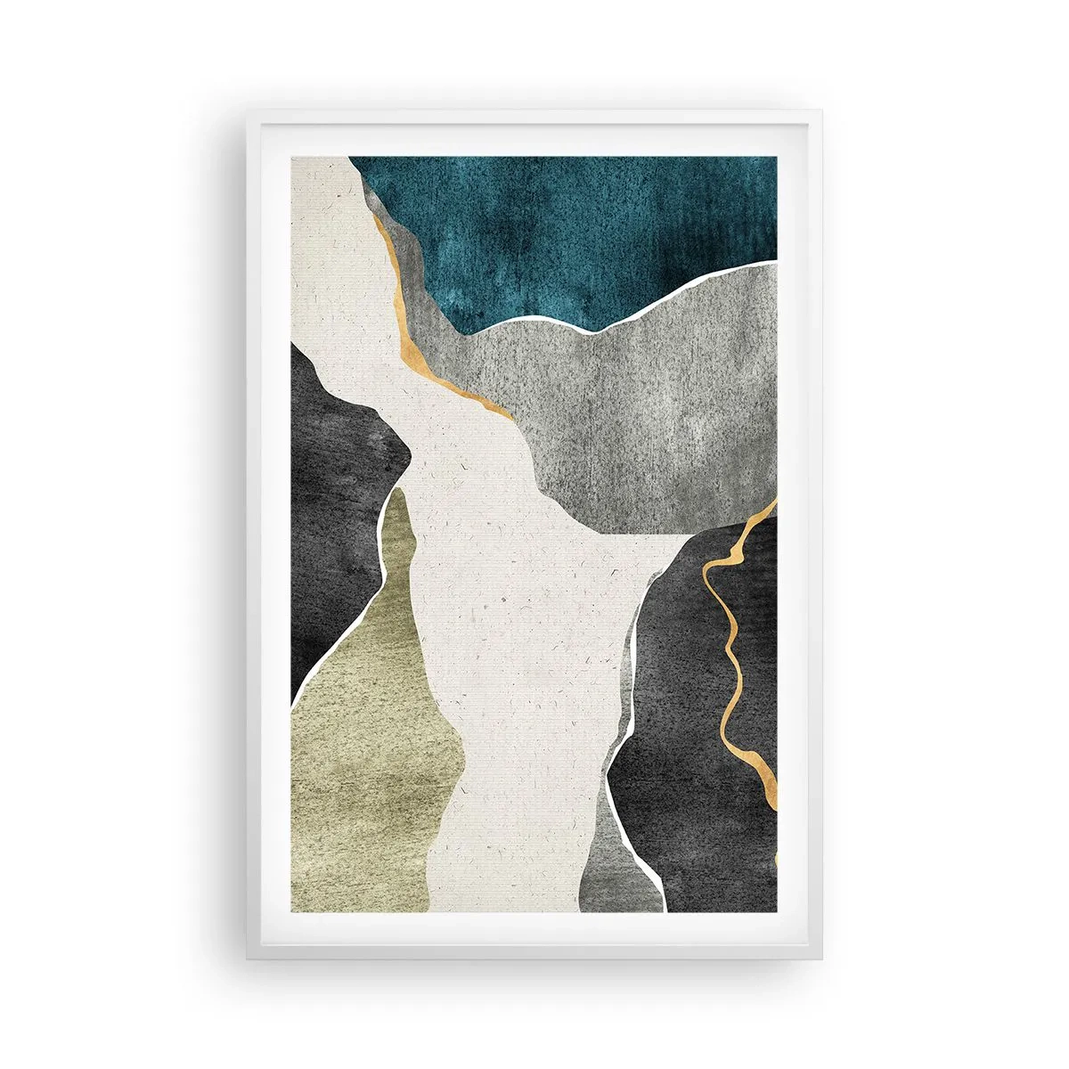 Poster in white frmae - Mosaic Composition with a Gold Thread - 61x91 cm