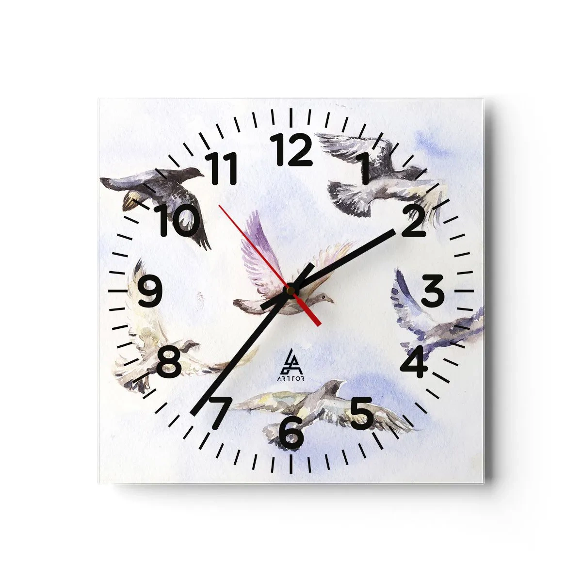 Wall clock - Clock on glass - Freedom in Grey and Blue - 30x30 cm