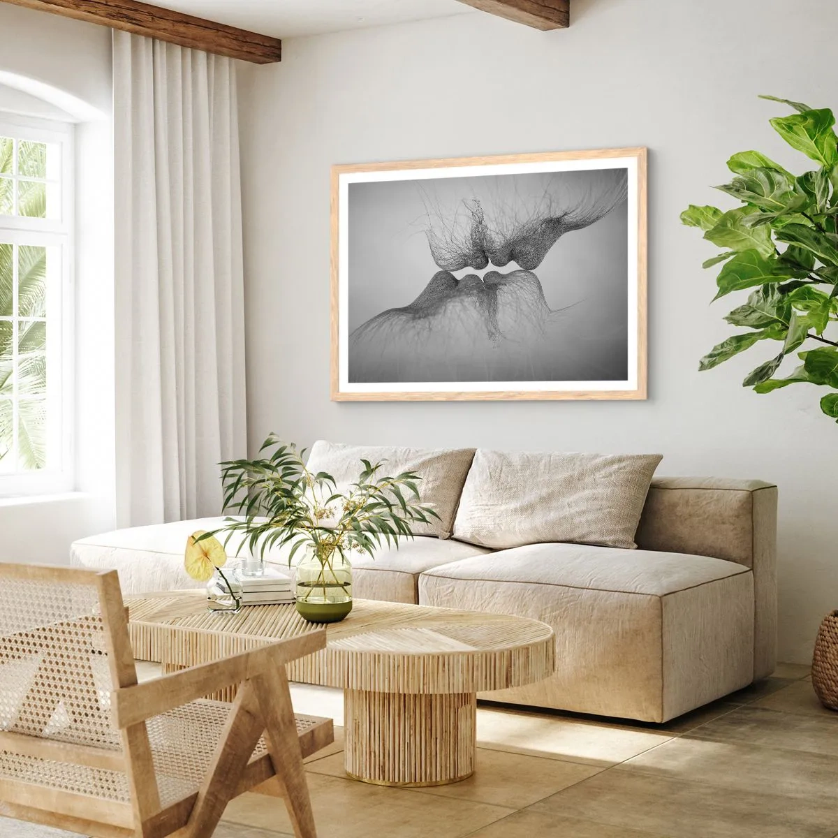 Poster in light oak frame - Kiss of the Wind - 91x61 cm