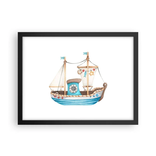 Poster in black frame - Ahoy, Adventure! - 40x30 cm