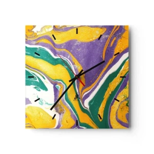 Wall clock - Clock on glass - Colour Waves - 40x40 cm