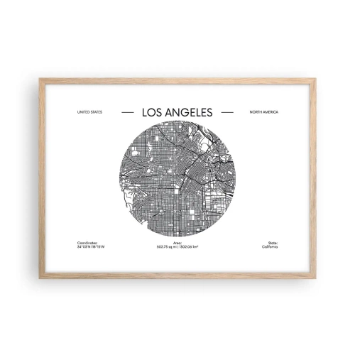 Poster in light oak frame - Anatomy of Los Angeles - 70x50 cm